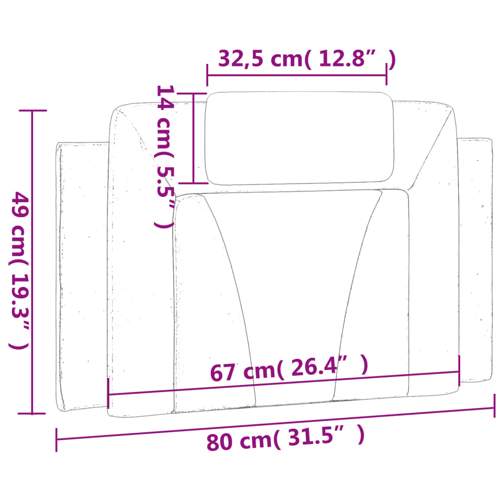 Almofadão de cabeceira 80 cm couro artificial castanho