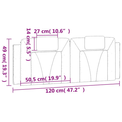 Almofadão de cabeceira 120 cm couro artificial castanho