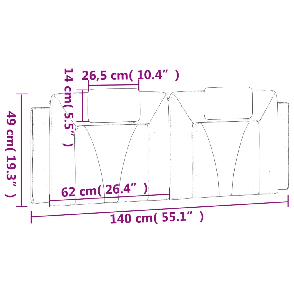 Almofadão de cabeceira 140 cm couro artificial preto