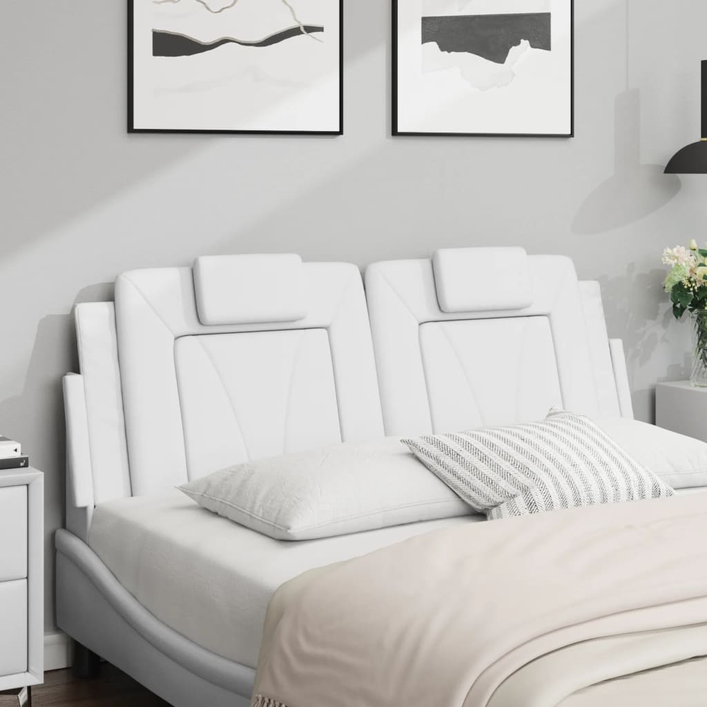 Almofadão de cabeceira 140 cm couro artificial branco