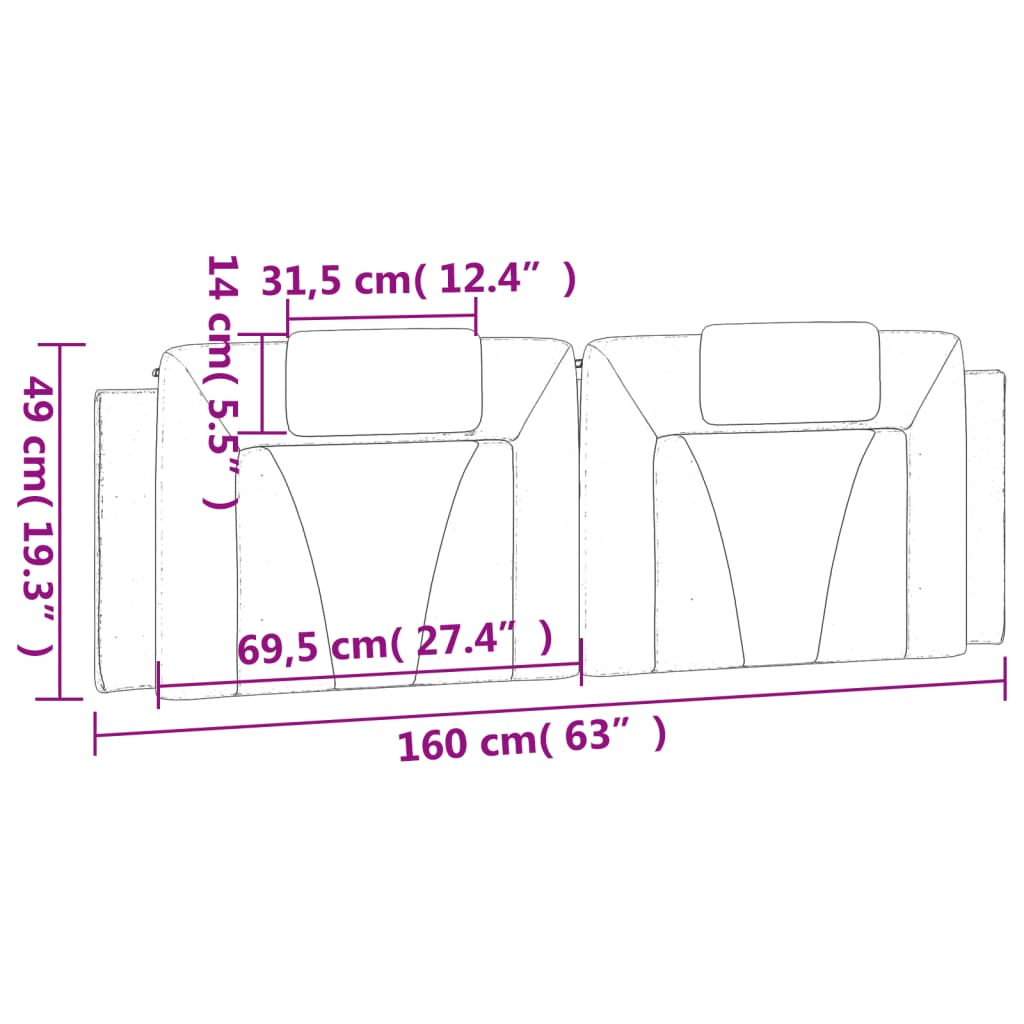 Almofadão de cabeceira 160 cm couro artificial preto