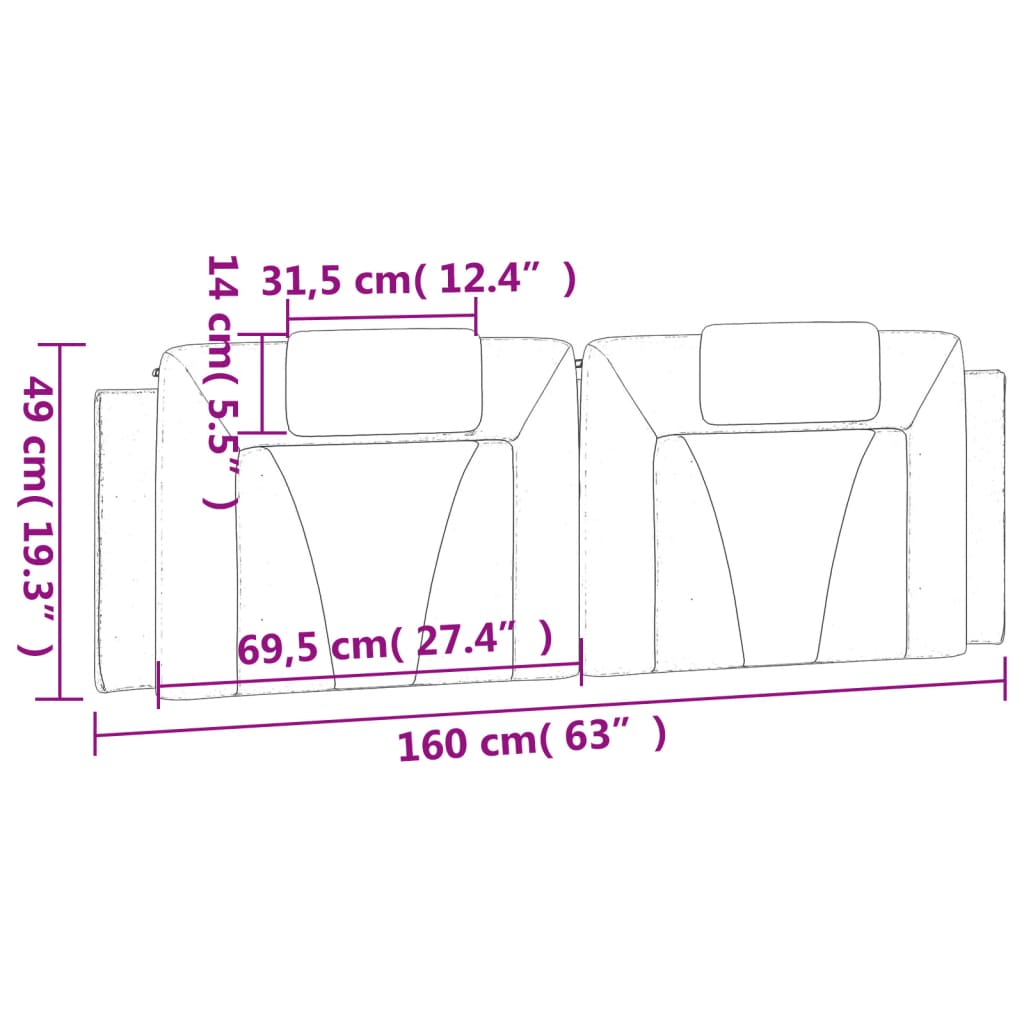 Almofadão de cabeceira 160 cm couro artificial cappuccino