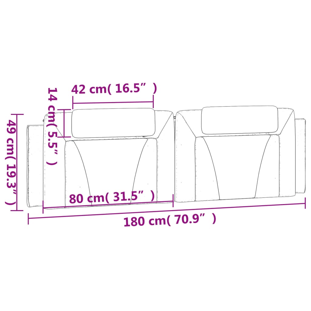 Almofadão de cabeceira 180 cm couro artificial cinzento