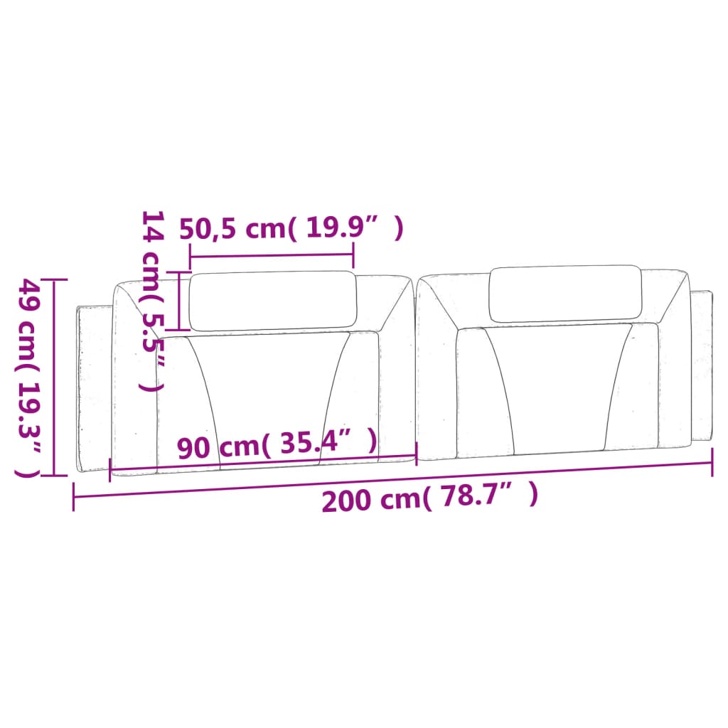 Almofadão de cabeceira 200 cm couro artificial preto