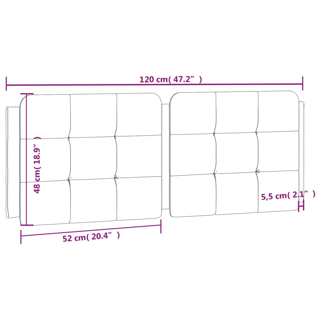 Almofadão de cabeceira 120 cm couro artificial castanho