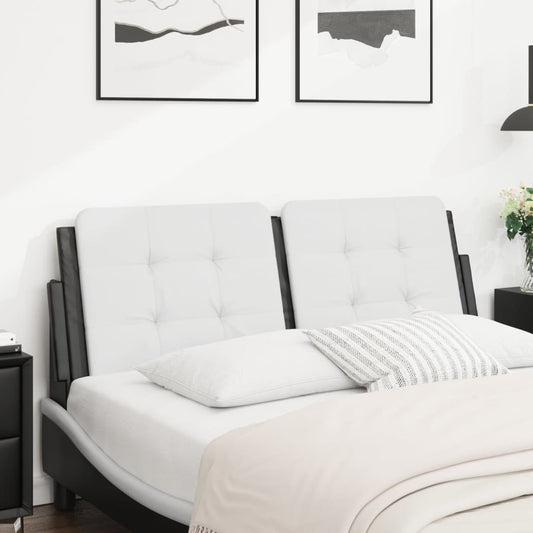 Almofadão de cabeceira 140 cm couro artificial branco e preto