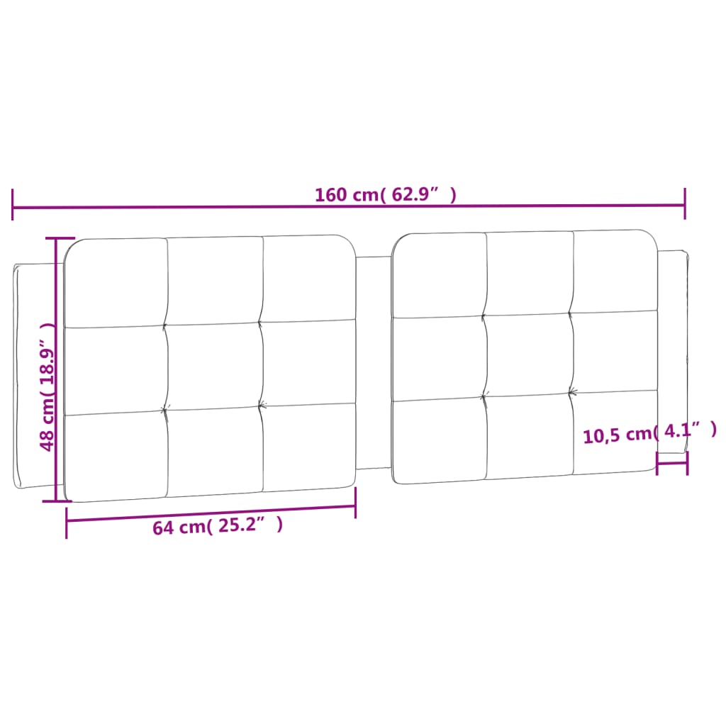 Almofadão de cabeceira 160 cm couro artificial castanho