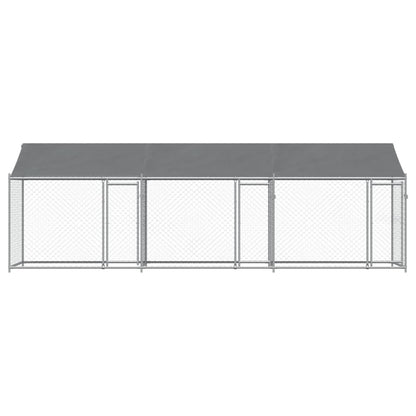 Jaula para cão com telhado/portas 6x2x2 m aço galvanizado cinza