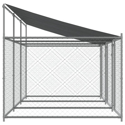 Jaula para cão com telhado/portas 6x2x2 m aço galvanizado cinza