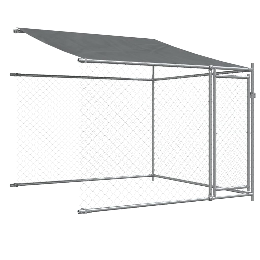 Jaula para cão com telhado/portas 6x2x2 m aço galvanizado cinza