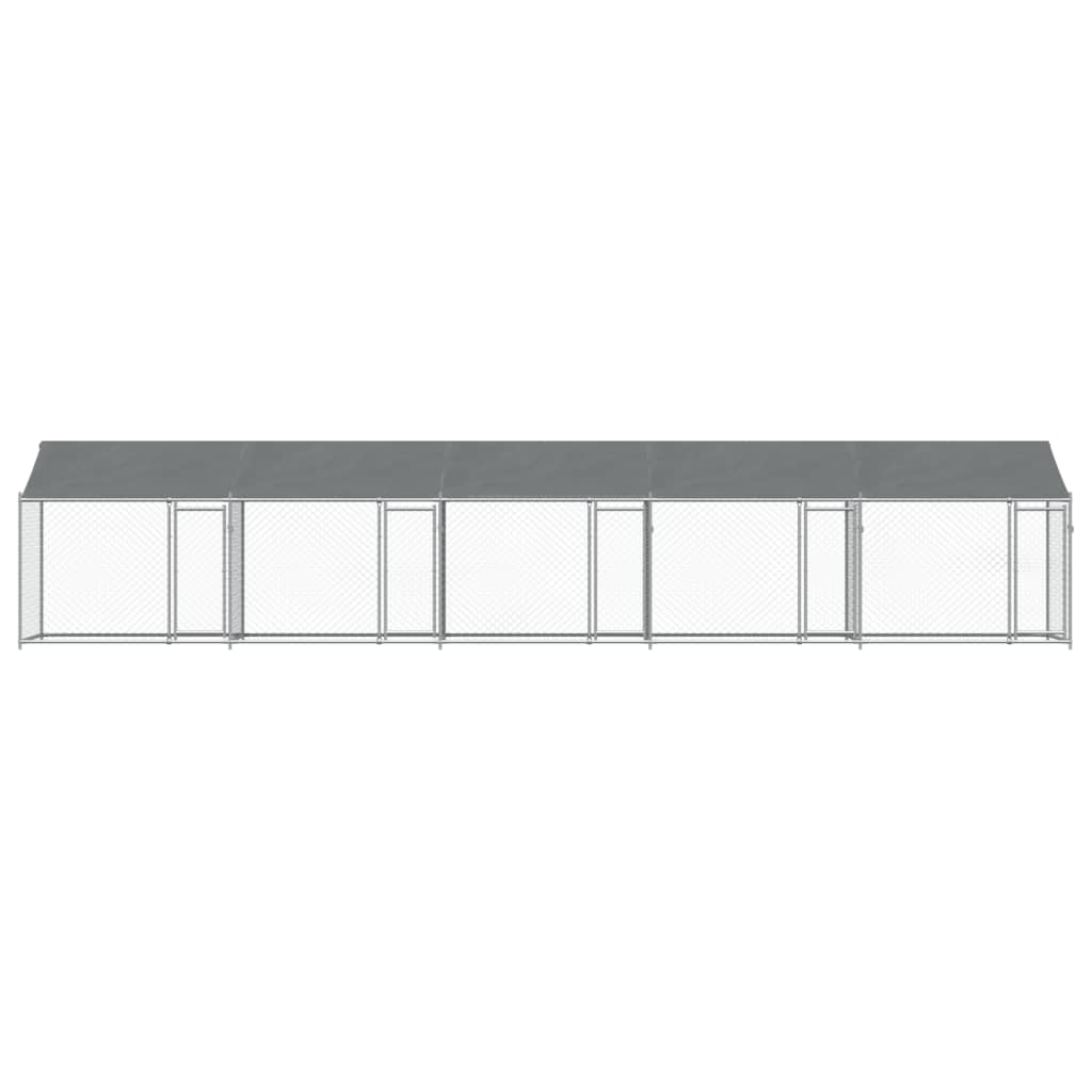 Jaula para cão com telhado/portas 10x2x2m aço galvanizado cinza