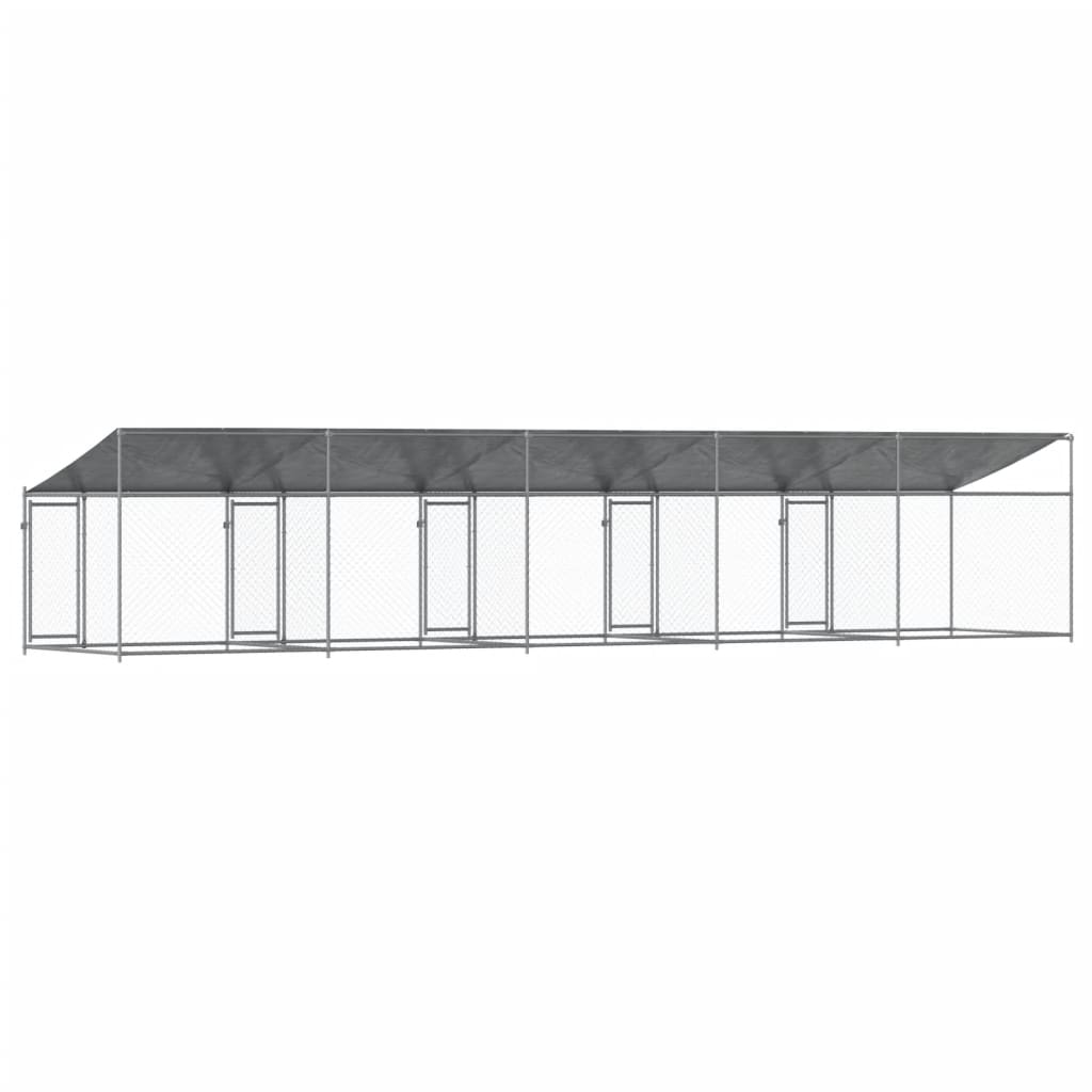 Jaula para cão com telhado/portas 10x2x2m aço galvanizado cinza