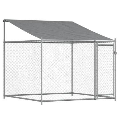 Jaula para cão com telhado/portas 10x2x2m aço galvanizado cinza