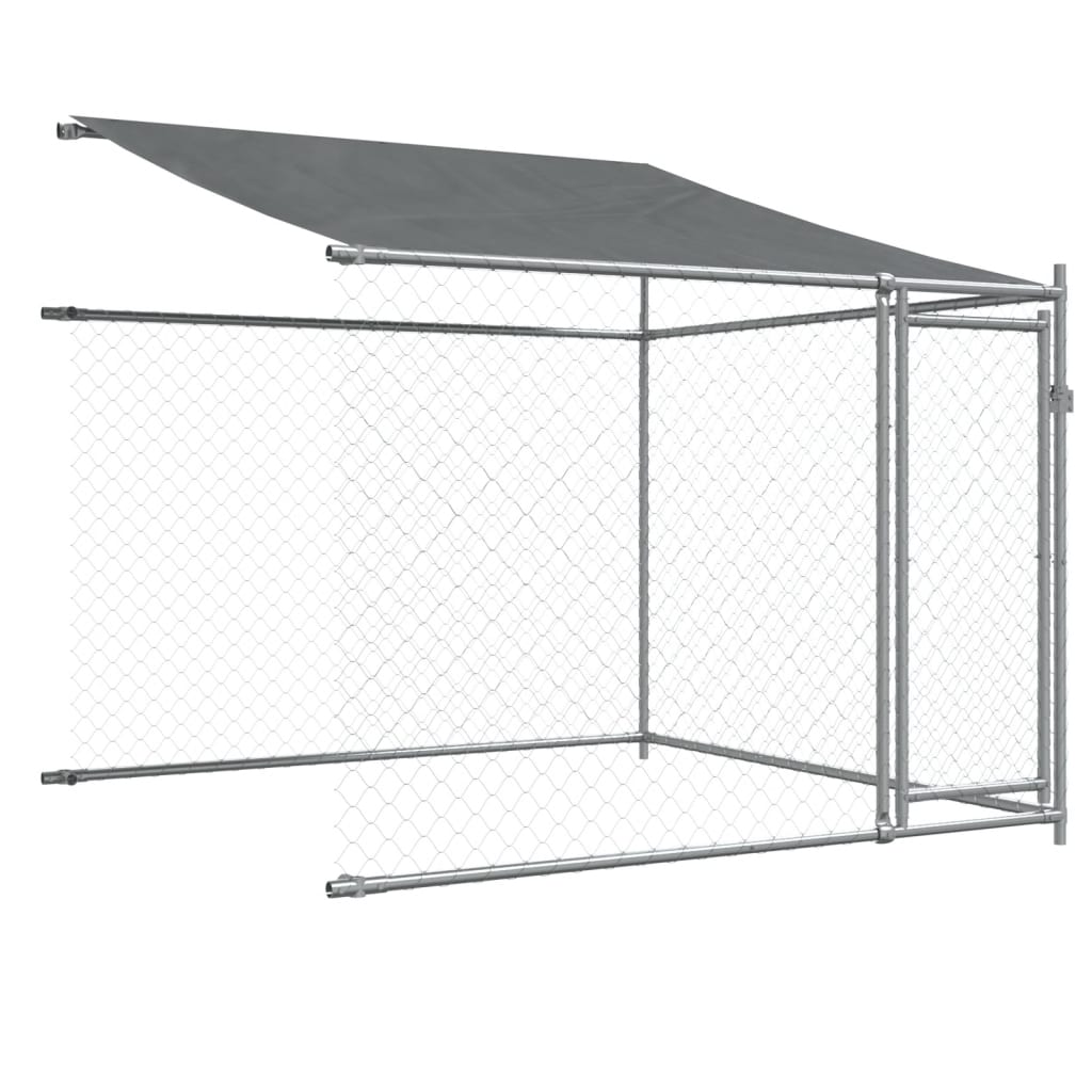 Jaula para cão com telhado/portas 10x2x2m aço galvanizado cinza