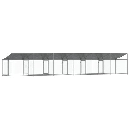 Jaula para cão com telhado/portas 12x2x2m aço galvanizado cinza