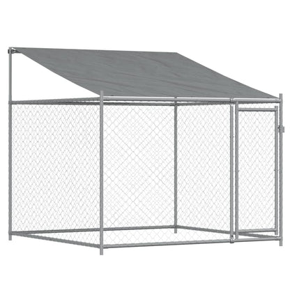 Jaula para cão com telhado/portas 12x2x2m aço galvanizado cinza