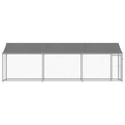 Jaula para cão com telhado/porta 6x2x2 m aço galvanizado cinza