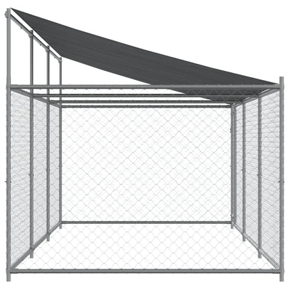 Jaula para cão com telhado/porta 6x2x2 m aço galvanizado cinza