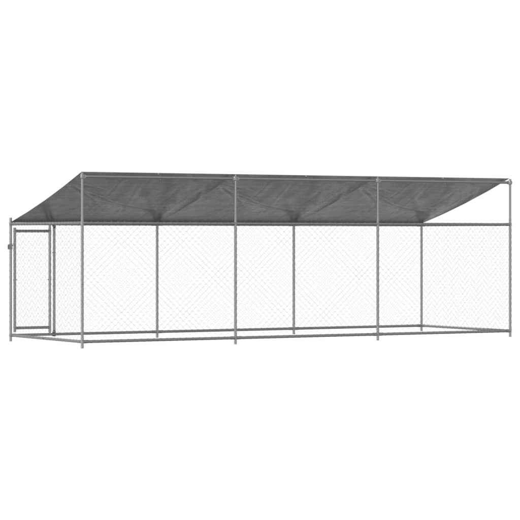 Jaula para cão com telhado/porta 6x2x2 m aço galvanizado cinza