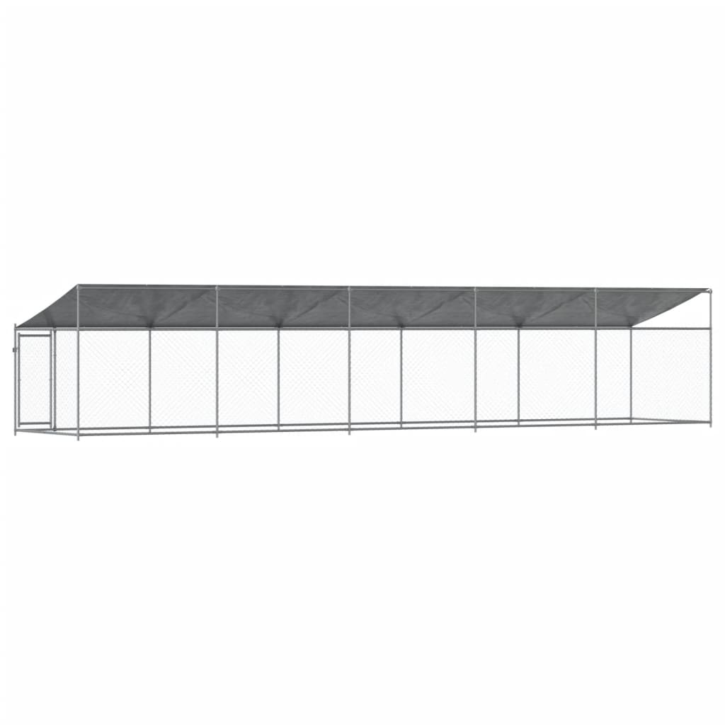 Jaula para cão com telhado/porta 10x2x2m aço galvanizado cinza