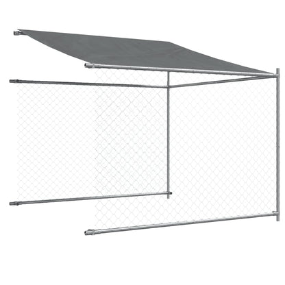 Jaula para cão com telhado/porta 10x2x2m aço galvanizado cinza