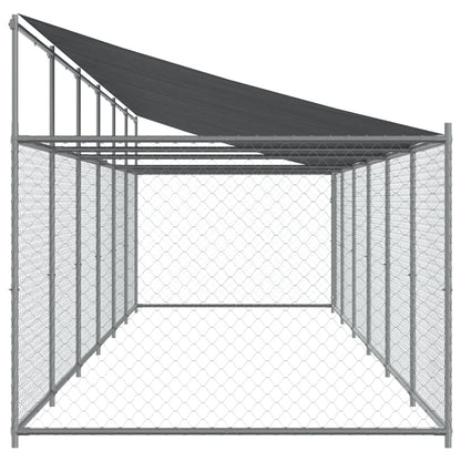 Jaula para cão com telhado/porta 12x2x2m aço galvanizado cinza