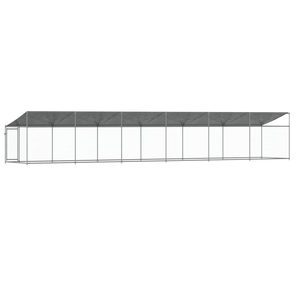 Jaula para cão com telhado/porta 12x2x2m aço galvanizado cinza