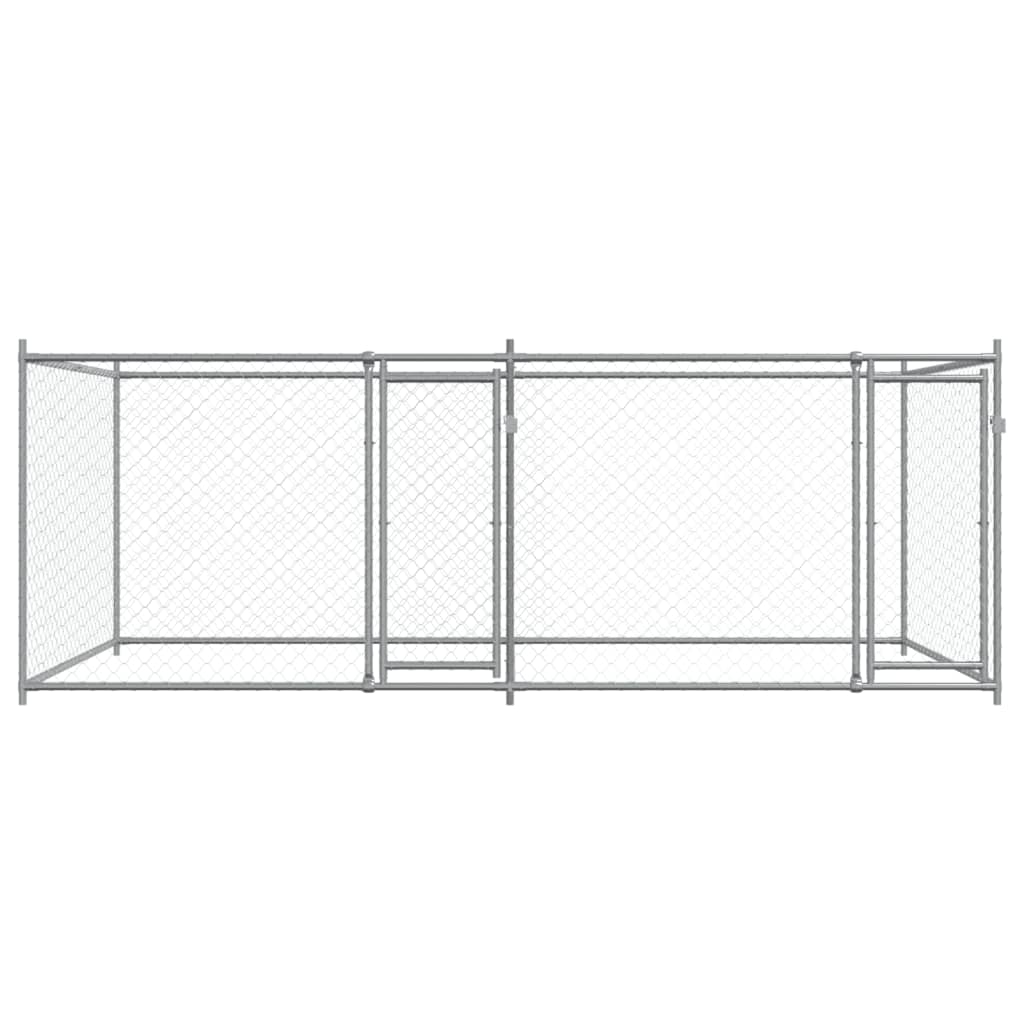 Jaula para cão com portas 4x2x1,5 m aço galvanizado cinzento