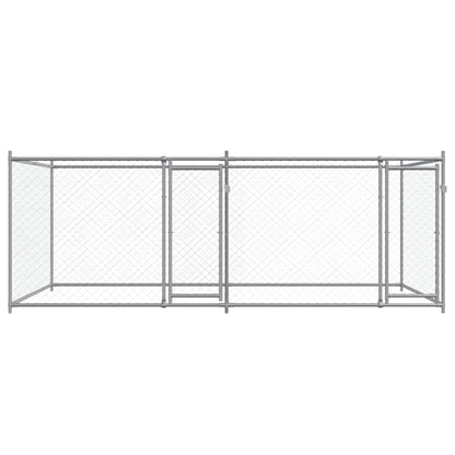 Jaula para cão com portas 4x2x1,5 m aço galvanizado cinzento