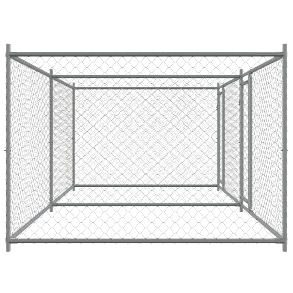 Jaula para cão com portas 4x2x1,5 m aço galvanizado cinzento