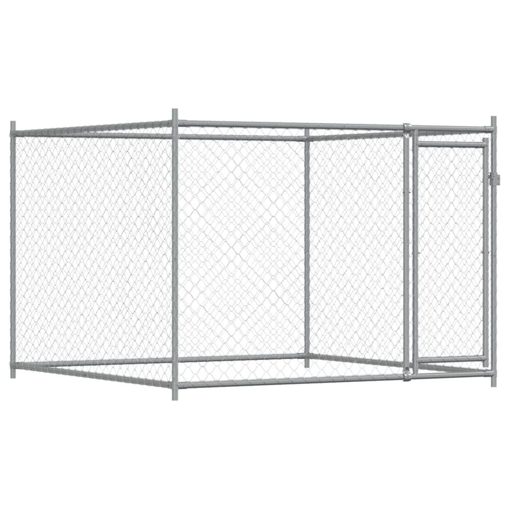 Jaula para cão com portas 4x2x1,5 m aço galvanizado cinzento