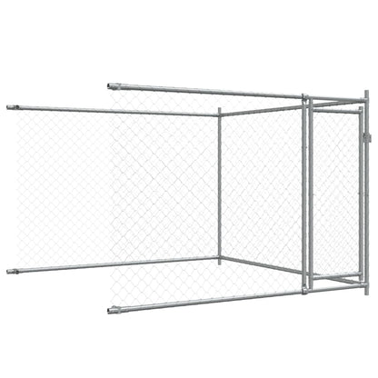 Jaula para cão com portas 4x2x1,5 m aço galvanizado cinzento