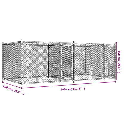 Jaula para cão com portas 4x2x1,5 m aço galvanizado cinzento