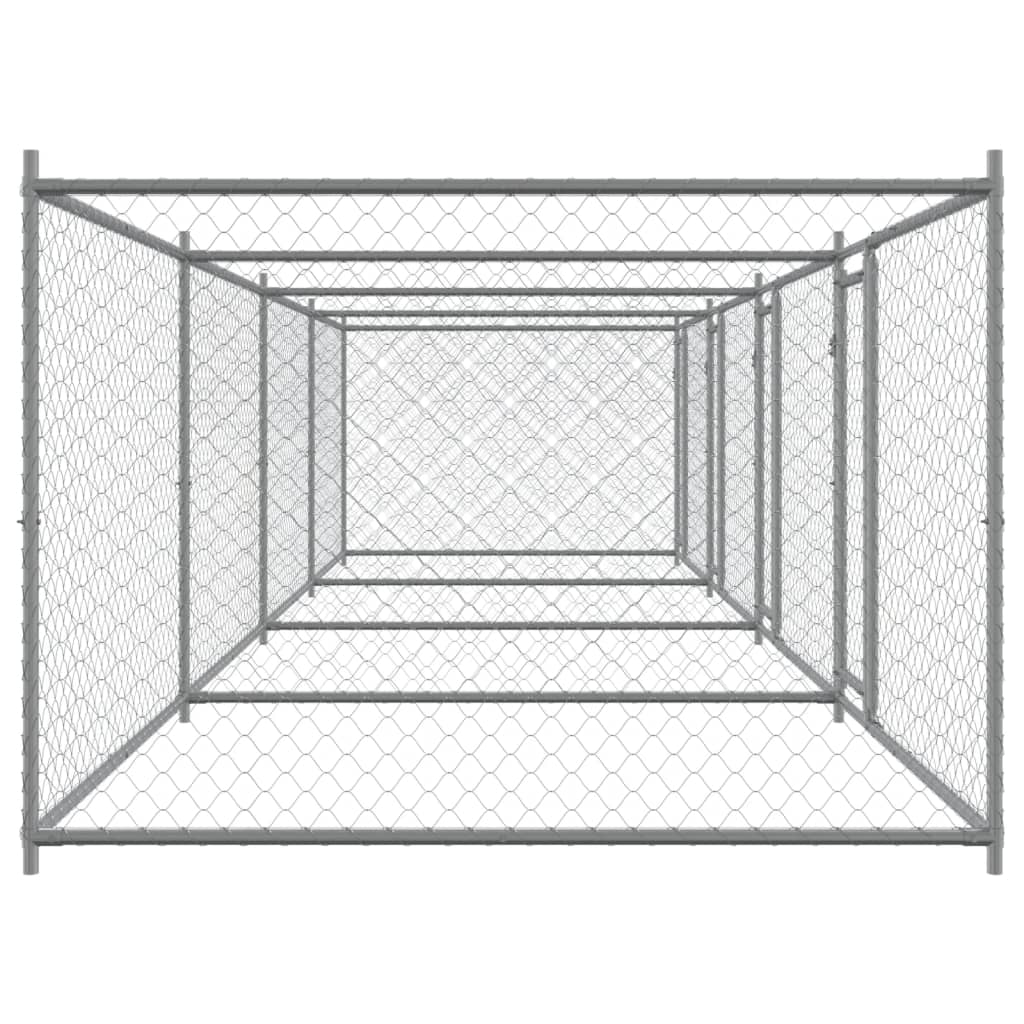 Jaula para cão com portas 8x2x1,5 m aço galvanizado cinzento