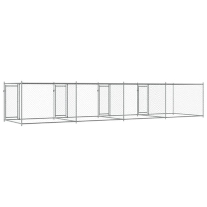 Jaula para cão com portas 8x2x1,5 m aço galvanizado cinzento