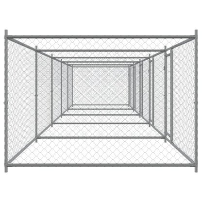 Jaula para cão com portas 10x2x1,5 m aço galvanizado cinzento