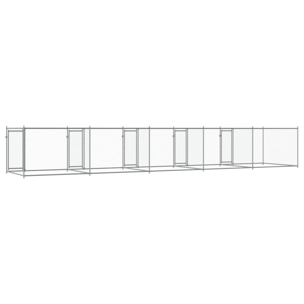 Jaula para cão com portas 10x2x1,5 m aço galvanizado cinzento