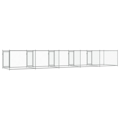 Jaula para cão com portas 10x2x1,5 m aço galvanizado cinzento