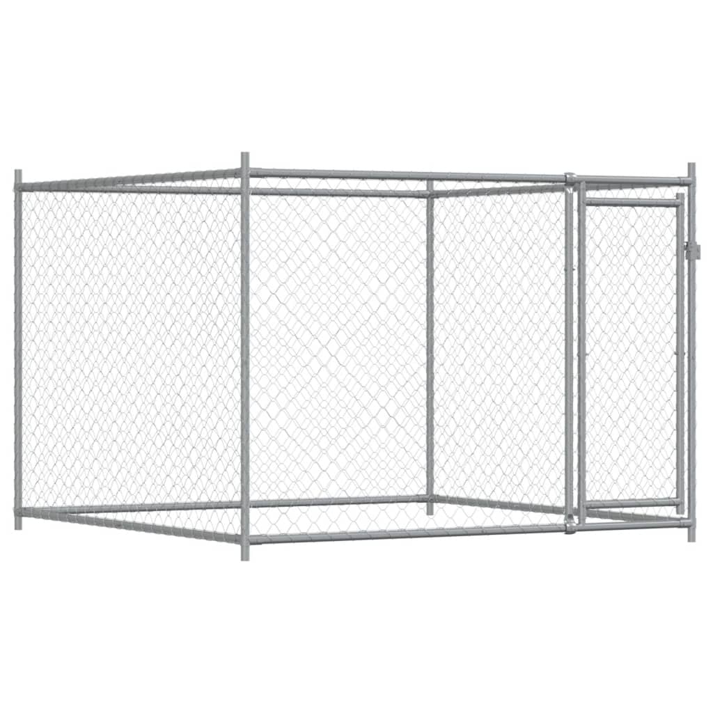 Jaula para cão com portas 10x2x1,5 m aço galvanizado cinzento