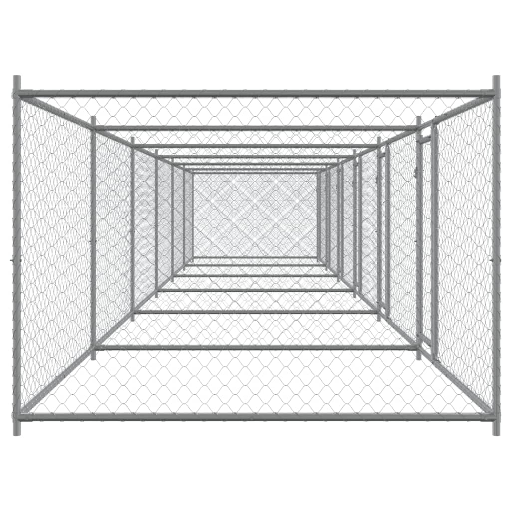 Jaula para cão com portas 12x2x1,5 m aço galvanizado cinzento