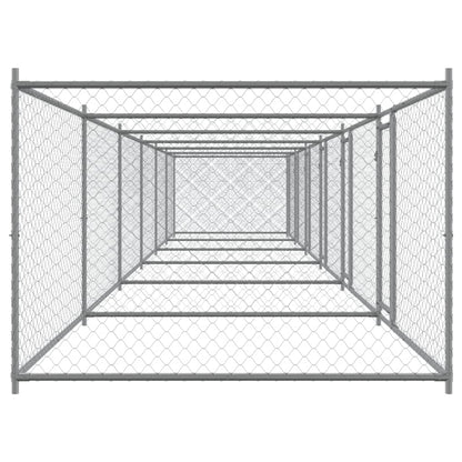 Jaula para cão com portas 12x2x1,5 m aço galvanizado cinzento