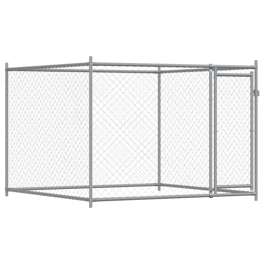 Jaula para cão com portas 12x2x1,5 m aço galvanizado cinzento