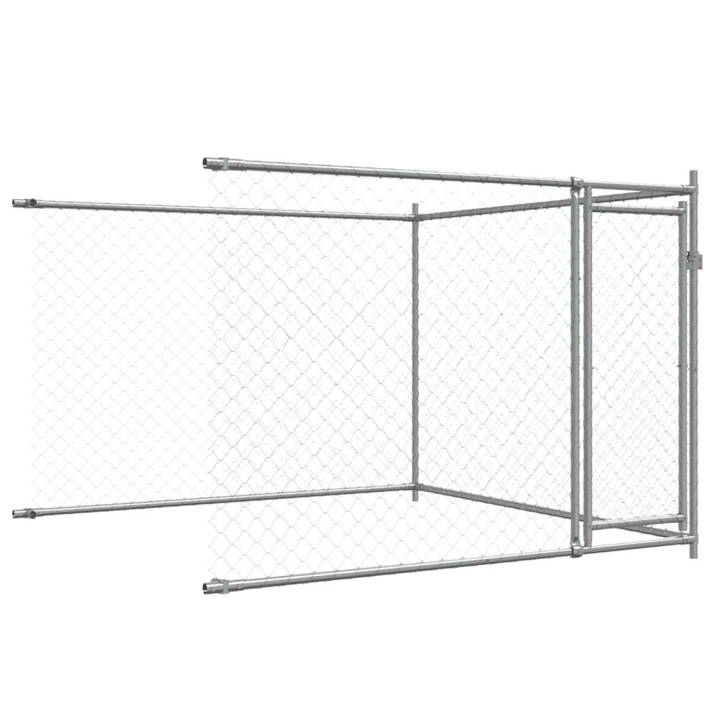 Jaula para cão com portas 12x2x1,5 m aço galvanizado cinzento