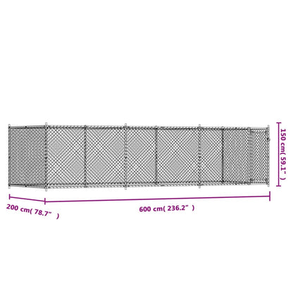 Jaula para cão com porta 6x2x1,5 m aço galvanizado cinzento