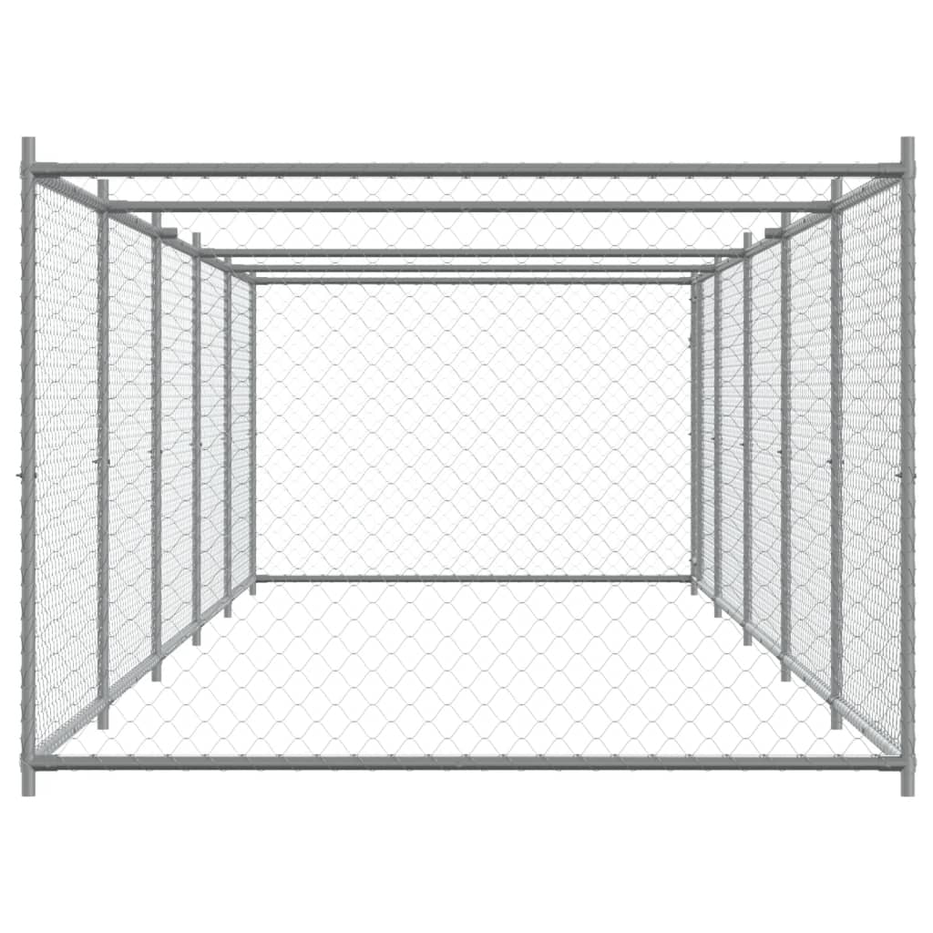 Jaula para cão com porta 10x2x1,5 m aço galvanizado cinzento