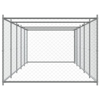 Jaula para cão com porta 10x2x1,5 m aço galvanizado cinzento