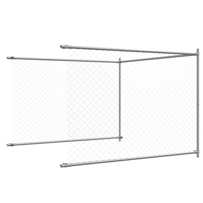 Jaula para cão com porta 10x2x1,5 m aço galvanizado cinzento