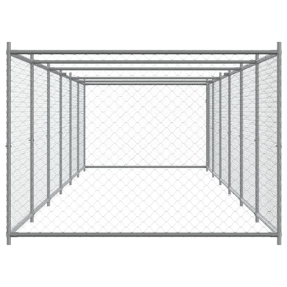 Jaula para cão com porta 12x2x1,5 m aço galvanizado cinzento