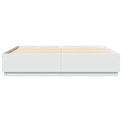 Estrutura cama c/ luzes LED 200x200cm derivados madeira branco