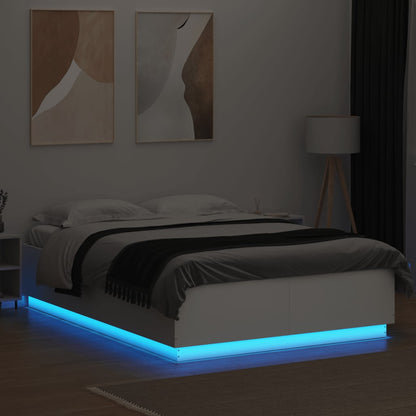 Estrutura cama c/ luzes LED 160x200 cm derivados madeira branco